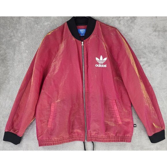 Adidas Rita Ora Shape Shifter Track Jacket Womens XL Red Yellow Retro Bomber - Picture 1 of 9
